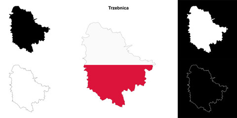 Trzebnica county outline map set