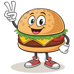 Cartoon Hamburger Characters: Cute and Expressive Anthropomorphic Burger Mascots for Fast Food Art