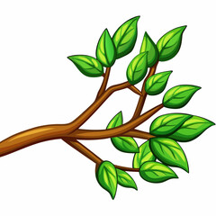 Tree branch isolated white background vector illustration (2)