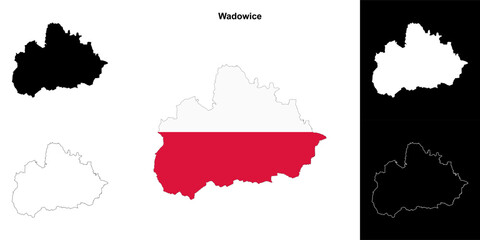 Wadowice county outline map set