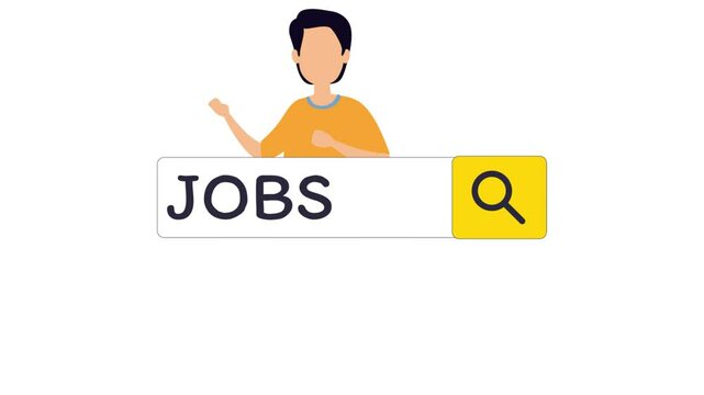 Phrase find a job texted in internet search engine line