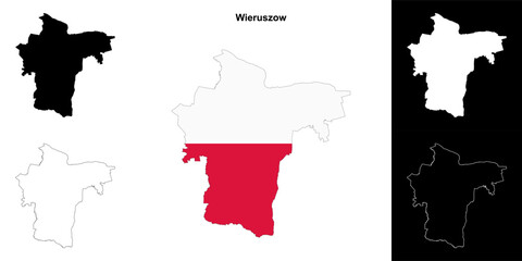 Wieruszow county outline map set
