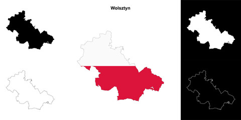 Wolsztyn county outline map set