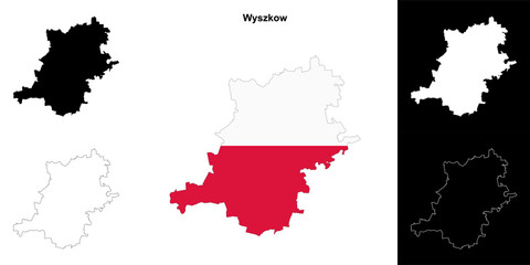 Wyszkow county outline map set