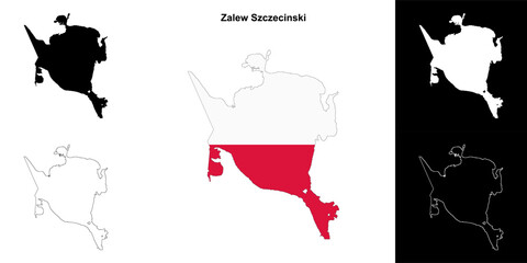 Zalew Szczecinski county outline map set