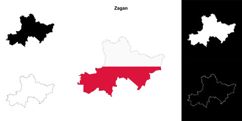 Zagan county outline map set