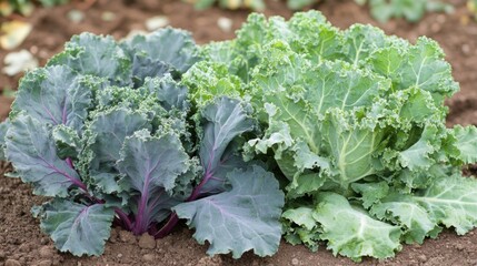 Naklejka premium Green and Purple Kale Leafy Vegetables