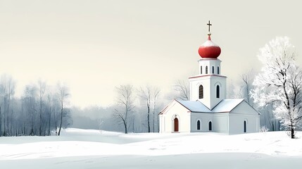 Orthodox cathedral with stunning domes and classic design, radiating spiritual calmness, providing an artistic book illustration aesthetic