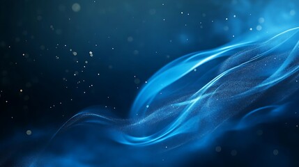Abstract Blue Wave with Glowing Particles Background