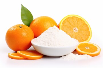 Ascorbic Acid Powder - Crystalline Vitamin C Antioxidant Supplement Isolated on White Background for Natural Food Use