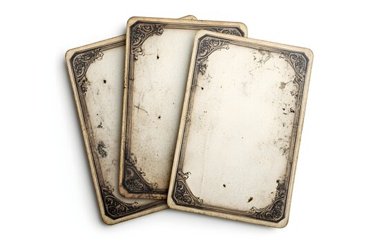 Antique cards, isolated, white background, blank, design