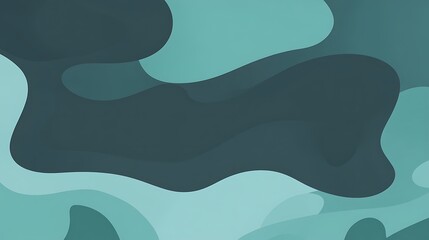 Abstract Teal and Dark Green Fluid Wave Design