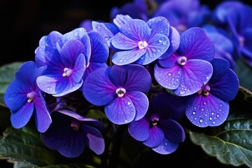Beautiful African Violet Blooms in a Lush Green Garden of Nature