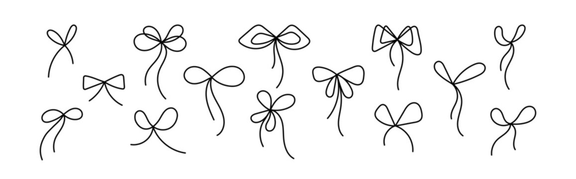 Bow line collection Minimal vector thin art stroke