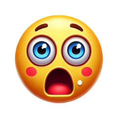 Fototapeta premium Shocked Emoji with Open Mouth on White Background