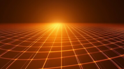 Golden Grid Abstract Technology Art - Futuristic Digital Design