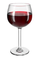 Glass with red wine on isolated transparent background. Bar theme. Alcoholic drink. 3d rendering.