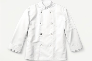Blank White Chef Jacket Mockup: Front View of Uniform Tunic for Cooks and Chefs