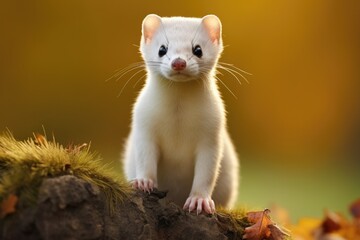 Cute Ermine Posing in the Wild. A Weasel Critter, Park Predator Perfect for Wildlife Lovers - 3:2 Aspect Ratio