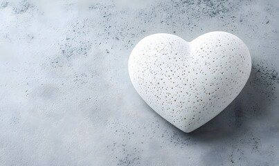 Obraz premium White heart on grey textured background.