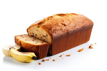 Delicious Homemade Banana Bread Isolated on White. Perfect Breakfast or Dessert Treat with Fresh Banana and Bakery Flavors