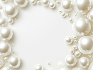Creamy White Pearls Frame Elegant Background