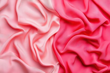 Obraz premium Close up view of pink and red satin fabric creating elegant wave like folds and textures