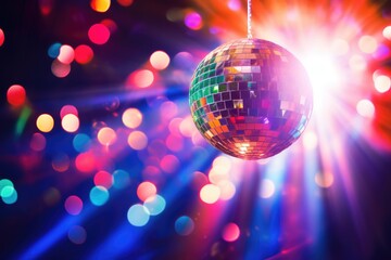 Disco Party Lights. Abstract Beautiful Background with Disco Ball for Celebration or Cool Events