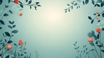 Delicate Floral Frame With Soft Teal Background