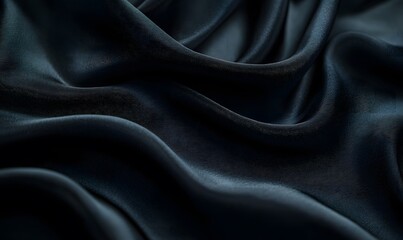 Fototapeta premium Use a soft focus effect on black fabric with gentle creases and wrinkles