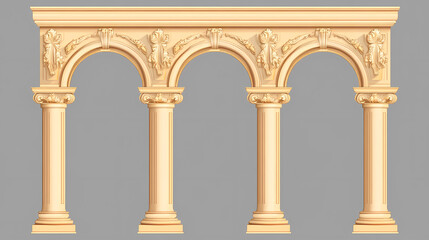 Fototapeta premium Golden ornamental arch with columns. cut out on transparent. Dewlight. Illustration