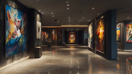 A cinema with a contemporary art gallery feel, with rotating art displays on the walls 