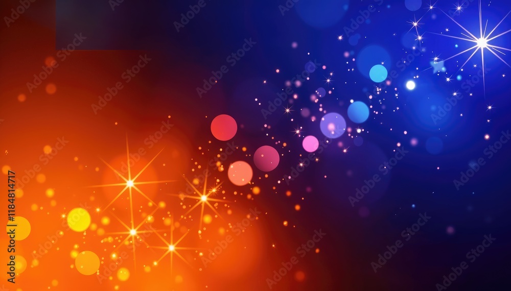 Poster abstract festive background with warm and cool tones sparkling lights and bokeh effects celebratory 