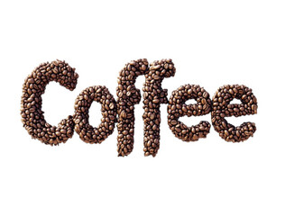 word coffee made of coffee beans