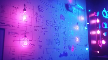 Obraz premium Business Analysis Notes with LED Lighting