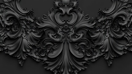 Stunning Black Architectural Design with Intricate Ornate Reliefs