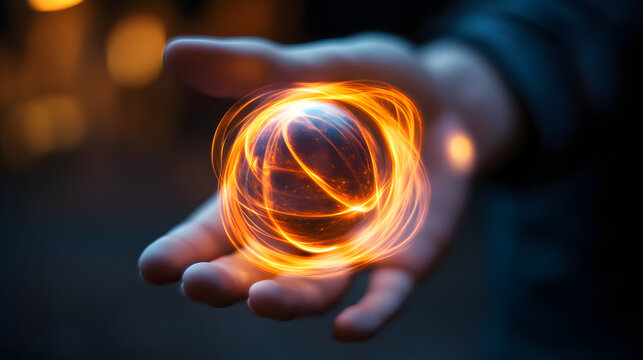 A player spinning the ball on one finger with glowing energy swirling around.