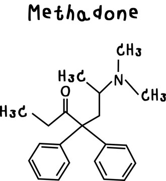 methadone or chemical structure of methadone isolate vector on transparency background