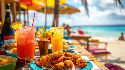 Fototapeta premium Beachfront Seafood Dining