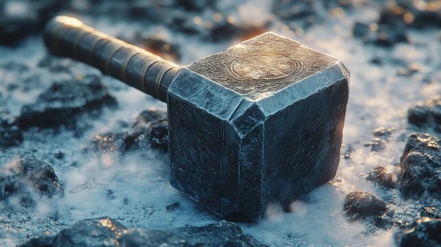 Fototapeta Frozen Hammer, Rocky Ground, Sunrise, Fantasy