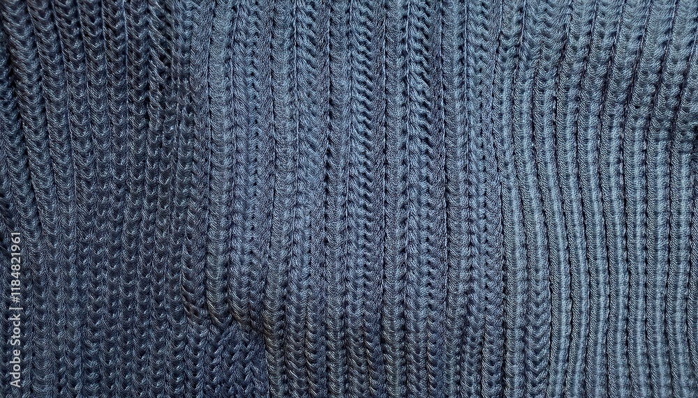 Poster close-up of blue knitted cable pattern texture with intricate braided design for fabric background, 