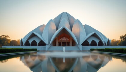 A Large White Building With a Fountain in Front of It - Generative AI