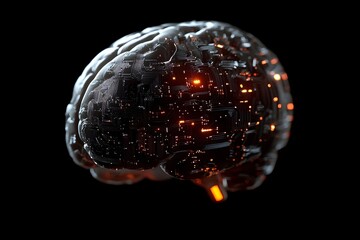 Abstract Circuit Board Brain Neural Network AI Technology