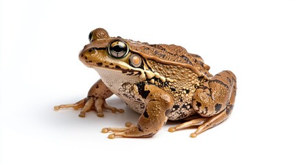 Obraz premium Frog observing in studio wildlife photography close-up neutral background artistic concept
