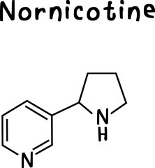 nornicotine or chemical structure of nornicotine isolate vector on transparency background