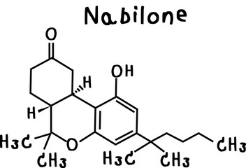 Nabilone or chemical structure of Nabilone isolate vector on transparency background
