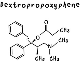 Dextropropoxyphene or chemical structure of Dextropropoxyphene isolate vector on transparency background