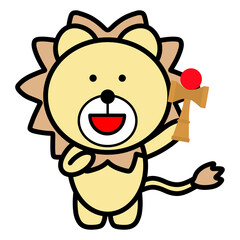 けん玉を持つライオン　イラスト