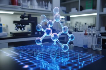 Holographic representation of a molecular structure in a laboratory setting