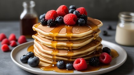 pancakes with berries and chocolate